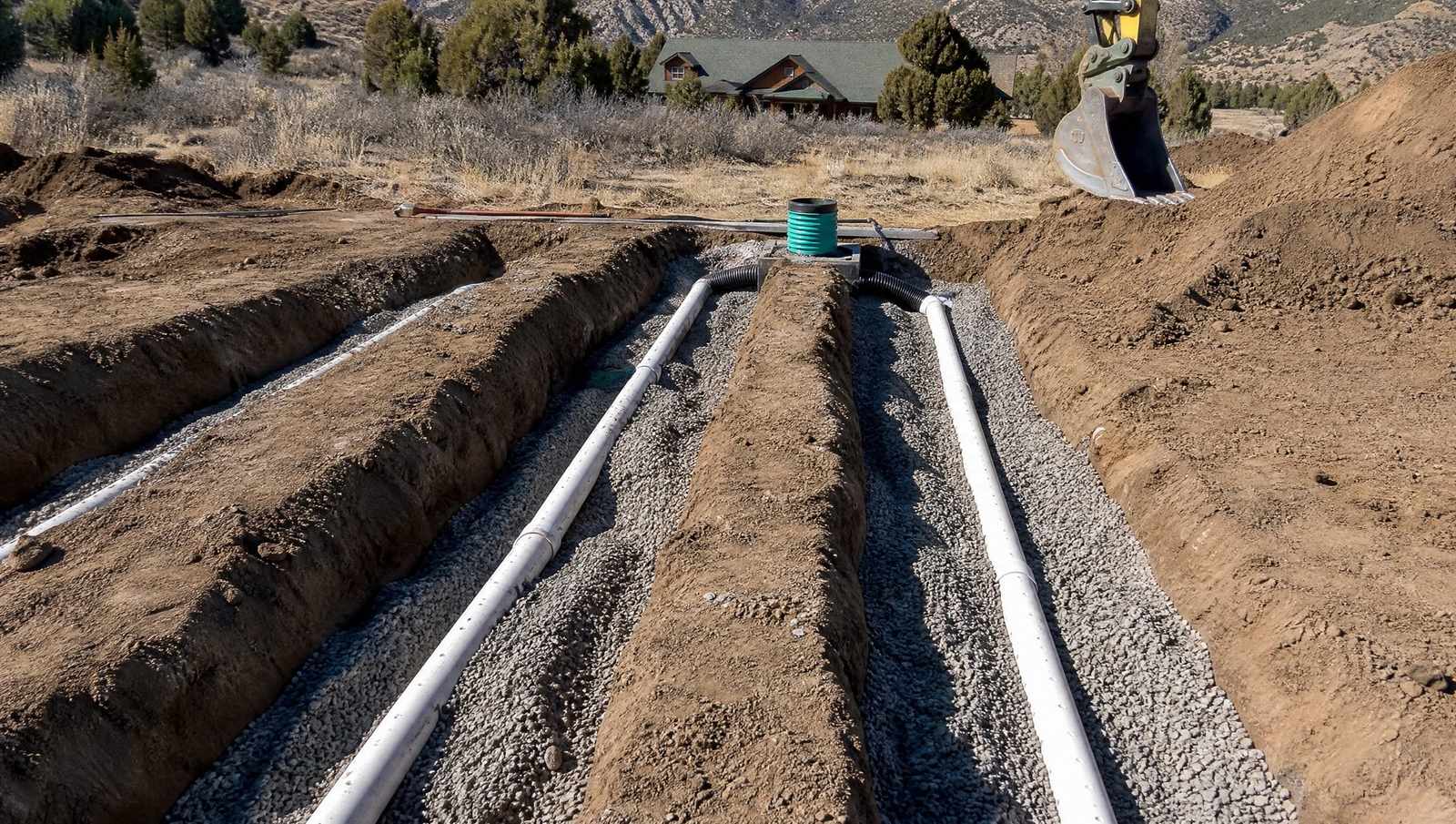 Chamber style septic drain field under construction on Colorado property
