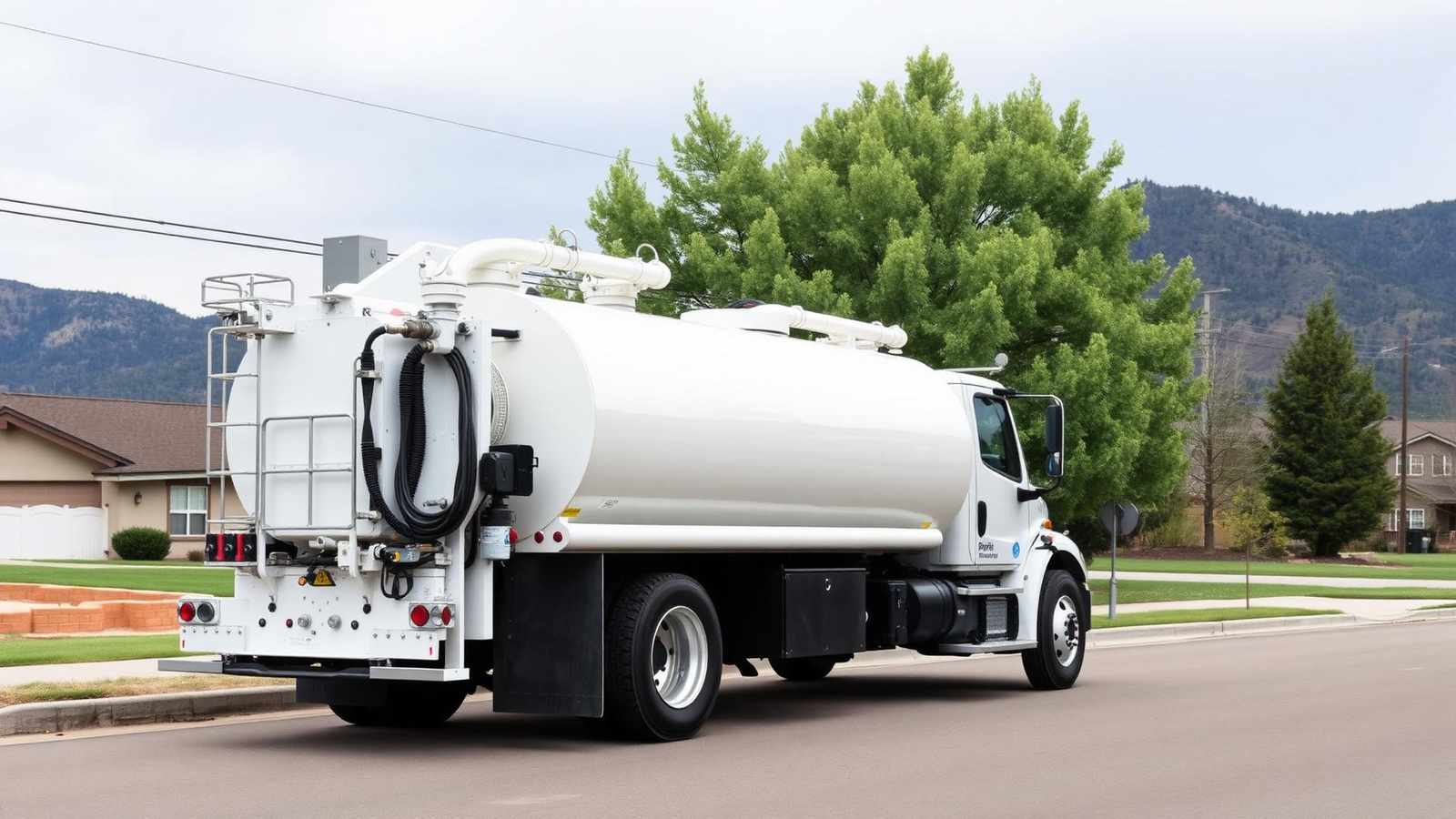 Affordable Septic Pumping vacuum truck parked on a Colorado Front Range street