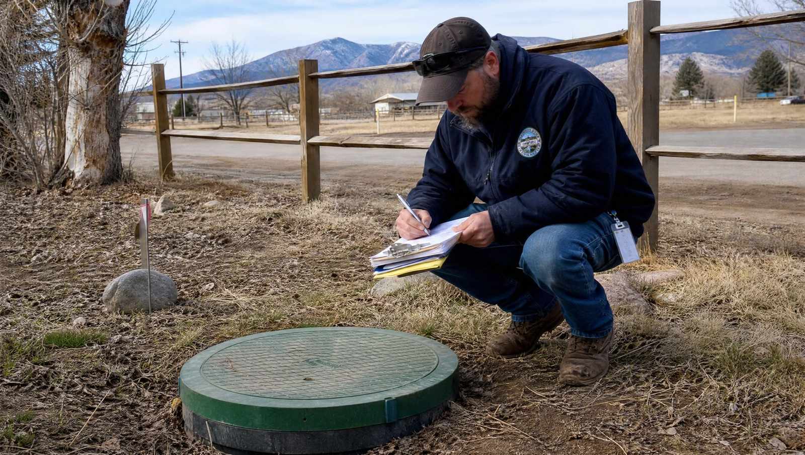 County septic use permit paperwork reviewed at a Colorado property transfer